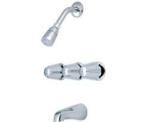 P-3210 TUB & SHWR SET-8" 3 METAL ROUND HANDLES TUB SPOUT AND SINGLE FUNCTION SHOWER HEAD P-3210 TUB & SHWR SET-8" 3 METAL ROUND HANDLES TUB SPOUT AND SINGLE FUNCTION SHOWER HEAD