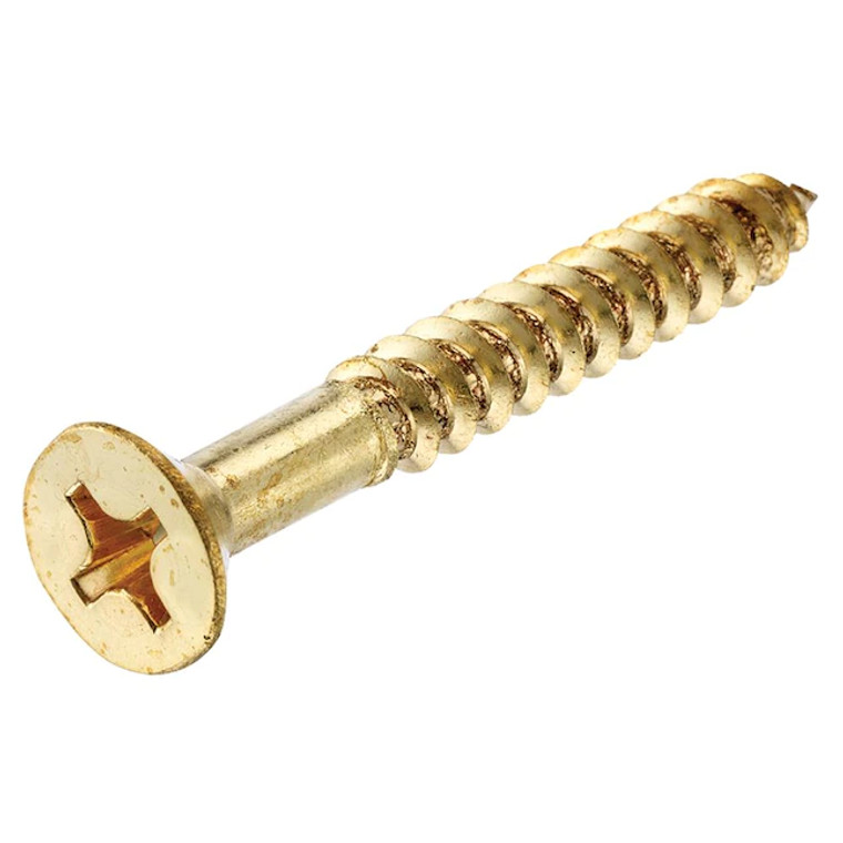 (100 BX) 2" #12 BRASS WOOD SCREW