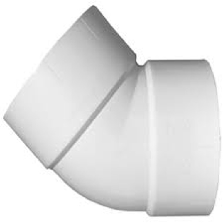 1-1/2" PVC/DWV  45-DEGREE ELBOW