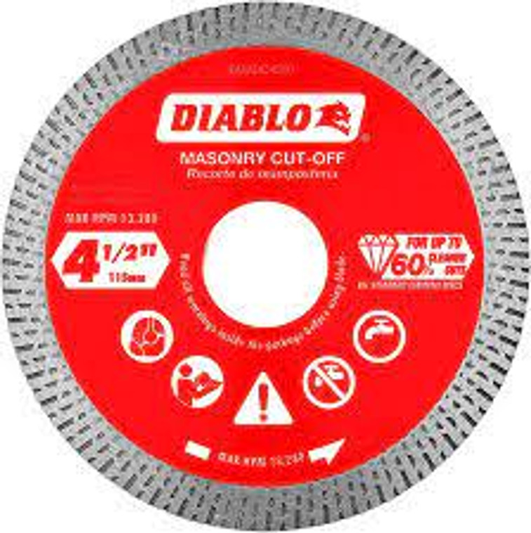 DIABLO DMADC0450 DIAMOND CONTINUOUS RIM MASONRY CUT-OFF DISC  4-1/2"