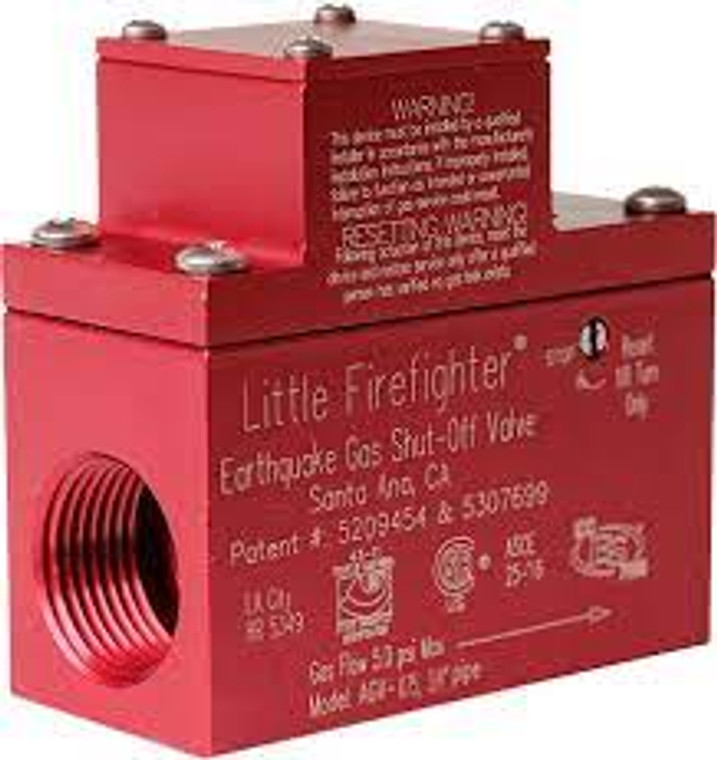 LITTLE FIREFIGHTER AGV-100 1" 5psi HORIZONTAL GAS SHUT OFF VALVE