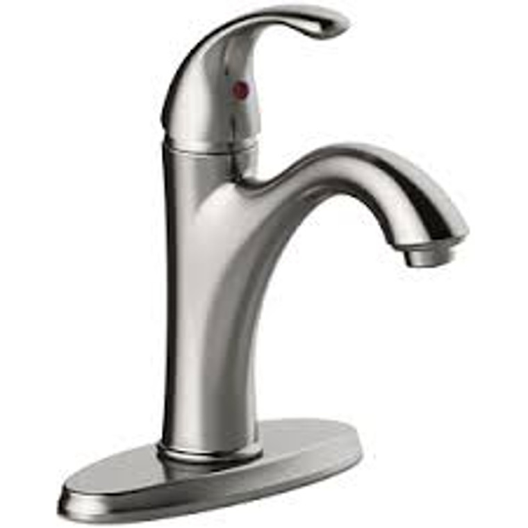 OMNIPRO OPL-500BNF SINGLE HANDLE LAV FAUCET 1 OR 3 HOLE MOUNT WITH DECK PLATE INTEGRATED SUPPLY LINES AND 50/50 PUSH POP-UP  BRUSHED NICKEL