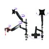 Microscope Monitor Dual Arm Stand, Post Clamp, N Adapter Focus Rack