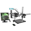 0.35X-2.25X Industrial Inspection Video Zoom Microscope, Boom Stand, Halogen Fiber Optic Illuminator + HDMI Camera