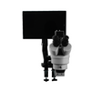 7X-45X Widefield Zoom Stereo Microscope, Trinocular, Pneumatic Articulating Arm Table Clamp + Monitor Holder
