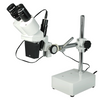 10X Widefield Stereo Microscope, Binocular, Single Arm Boom Stand with Arbor, LED Top Light