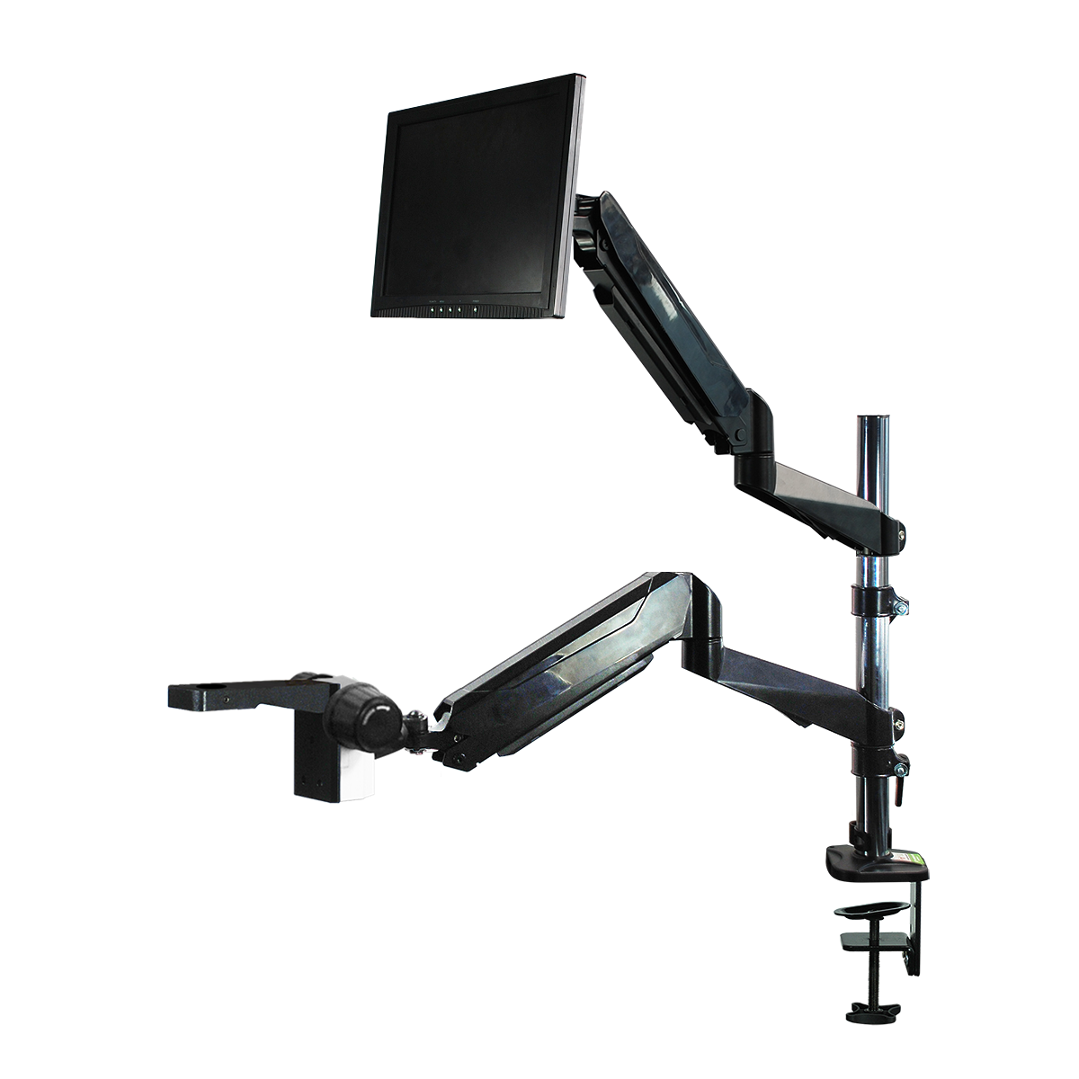 Dual Pneumatic Articulating Arm Post Clamp Stand for Stereo Microscopes ...