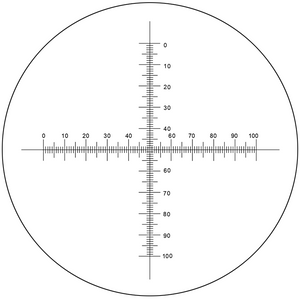 Microscope Eyepiece Reticle Cross Line Micrometer Ruler, Dual Axis Crosshair Scale Dia. 16mm, 10mm/100 Div.