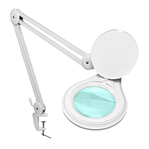 5 Diopter (2.25X Magnification) LED Magnifying Lamp with Clamp, 5 inch Lens + Flip Cover