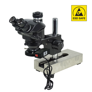 7-50X ESD Safe Gliding Base Stand Fluorescence Light ESD Trinocular Zoom Stereo Microscope SZ02090232