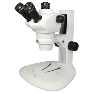 8X-50X Widefield Zoom Stereo Microscope, Trinocular, Track Stand (Track Length 300mm) Fan Shaped Base