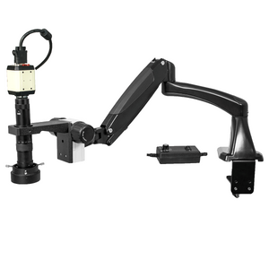 0.35X-2.25X LED Industrial Inspection Video Zoom Microscope, Pneumatic Arm Clamp Stand + Digital Camera