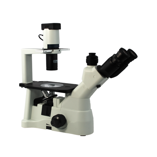 40X-400X Inverted Biological Compound Laboratory Microscope, Trinocular, Halogen Light, Phase Contrast Objectives