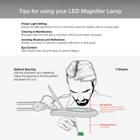 ESD 5 Diopter (2.25X) LED Magnifying Lamp with Clamp - 5 inch Lens and Flip Cover ESD 5 Diopter (2.25X) LED Magnifying Lamp with Clamp - 5 inch Lens and Flip Cover