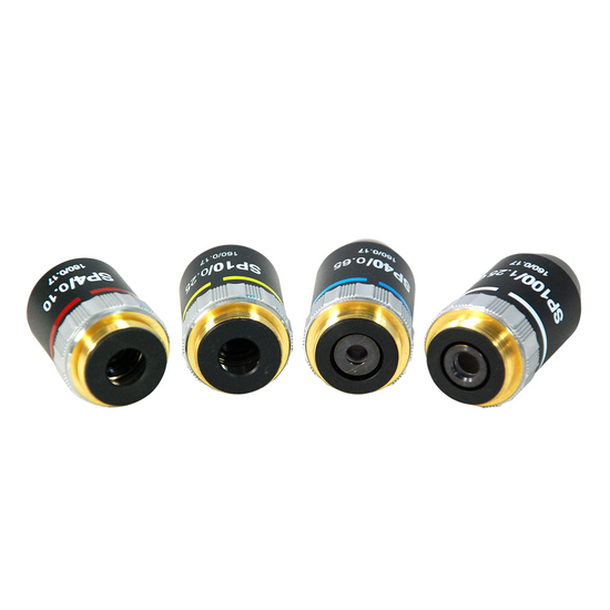 Semi-Plan Achromatic Microscope Objective Lens Set (Oil Spring) 4X 10X 40X 100X