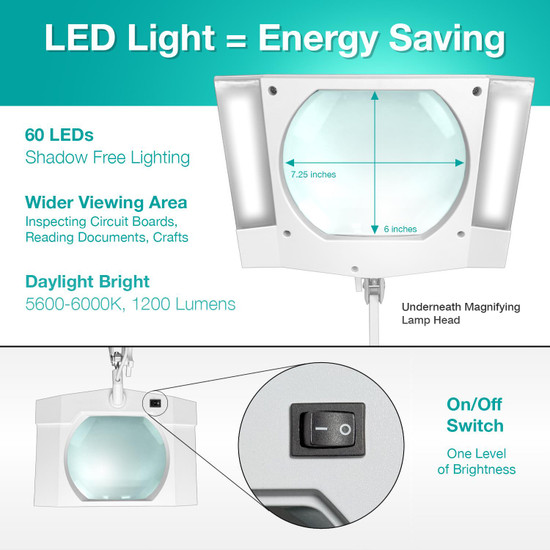 3 Diopter (1.75X) LED Magnifying Lamp with Clamp - Rectangle Head 3 Diopter (1.75X) LED Magnifying Lamp with Clamp - Rectangle Head