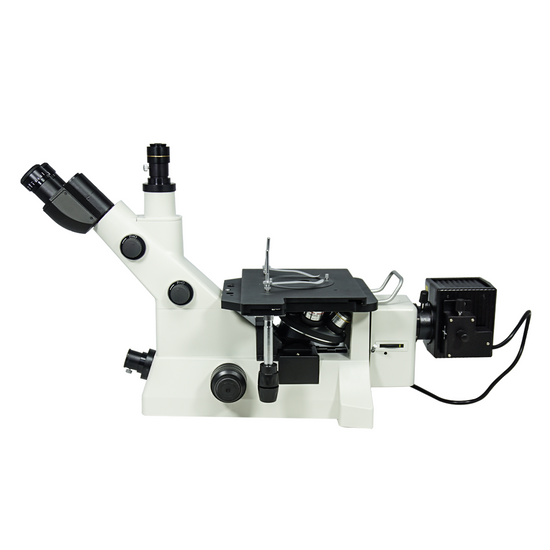 50X-1000X Inverted Metallurgical Microscope, Trinocular, Halogen Light, Dark Field + Polarizing Kit