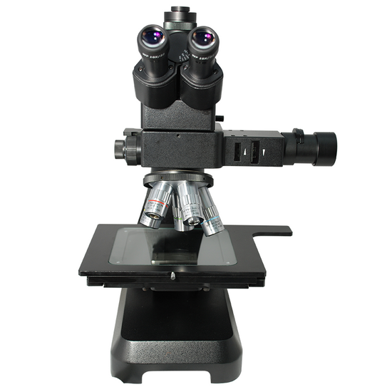 ESD Safe 20X-500X Metallurgical Microscope, Trinocular, Halogen Fiber Optic Illuminator + Polarizing Kit ESD Safe 20X-500X Metallurgical Microscope, Trinocular, Halogen Fiber Optic Illuminator + Polarizing Kit