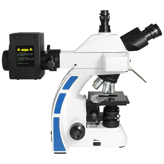 40X-1000X Fluorescence Microscope, Trinocular, Dual Light MH, Plan Fluor Semi-Apochromatic Objectives