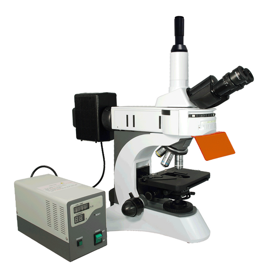 40X-1000X Fluorescence Microscope, Trinocular, Dual Light MH + 0.45X Video Camera Coupler Adapter