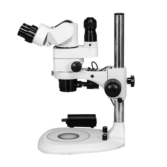 3.44X/6.25X/10.94X/18.75X/34.38X LED Light Post Stand LED Dual Illuminated Light  Trinocular Parallel Multiple Power Operation Stereo Microscope SM51030231