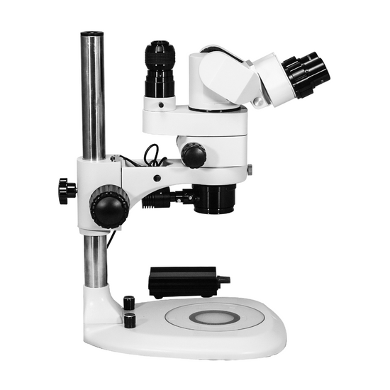 3.44X/6.25X/10.94X/18.75X/34.38X LED Light Post Stand LED Dual Illuminated Light  Trinocular Parallel Multiple Power Operation Stereo Microscope SM51030231