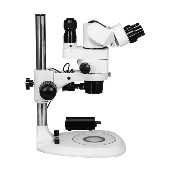 3.44X/6.25X/10.94X/18.75X/34.38X Post Stand LED Dual Illuminated Light  Trinocular Parallel Multiple Power Operation Stereo Microscope SM51030231