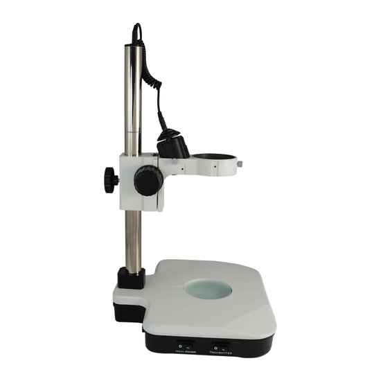 Microscope Post Stand, 83mm Coarse Focus Rack, Top and Bottom Light, Halogen and Fluorescent