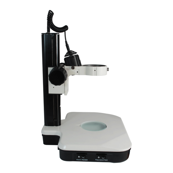 Microscope Track Stand, 76mm Coarse Focus Rack, Top and Bottom Light, Halogen and Fluorescent