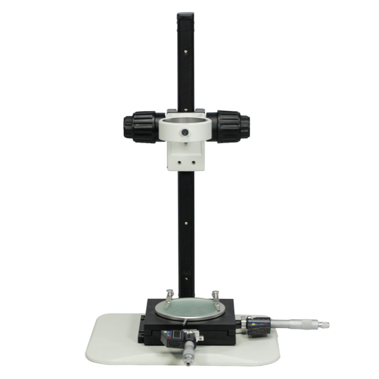 Microscope Track Stand, 76mm Fine Focus Rack with Measurement Stage