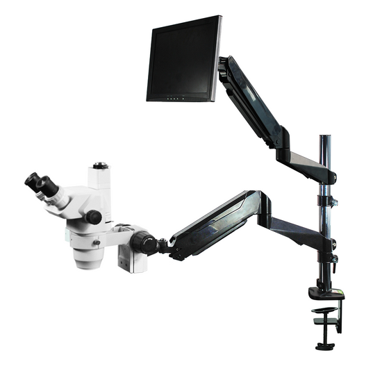 6.7-45X Dual Pnenmatic Arm Trinocular Zoom Stereo Microscope SZ02020734
