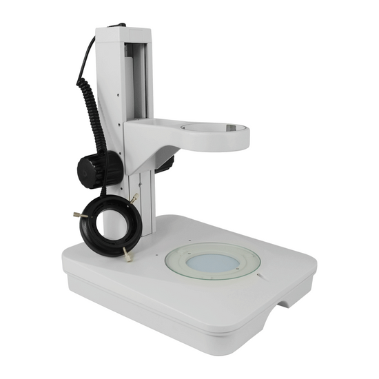 Microscope Track Stand, 76mm Coarse Focus Rack, LED Ring Light, LED Light Base (Dimmable)