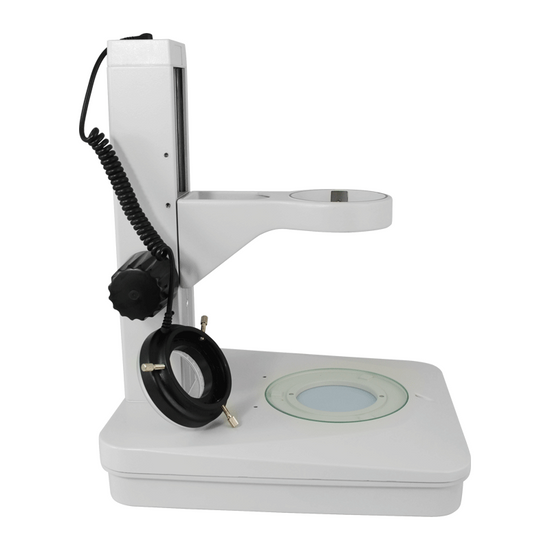 Microscope Track Stand, 76mm Coarse Focus Rack, LED Ring Light, LED Light Base (Dimmable)