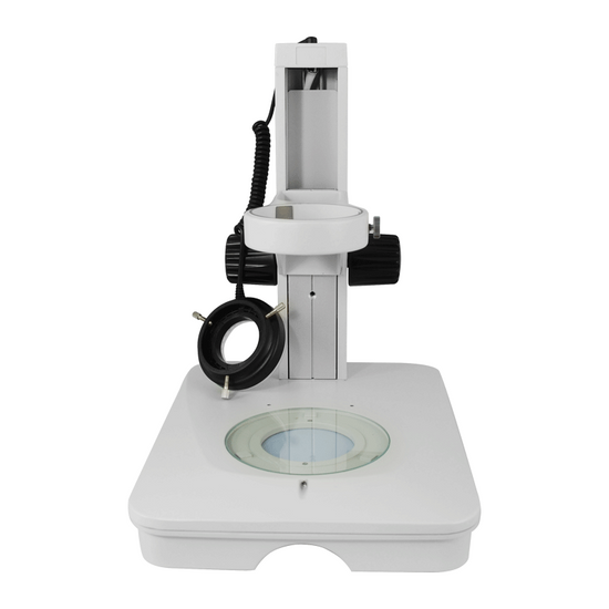 Microscope Track Stand, 76mm Coarse Focus Rack, LED Ring Light, LED Light Base (Dimmable)