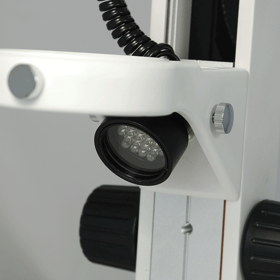 Microscope Track Stand, 76mm Coarse Focus Rack, 300mm Track Length, Top and Bottom LED Light (Dimmable)