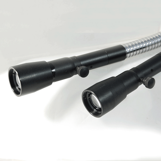 Dual Gooseneck Light Guide Cables for Microscope Fiber Optic Illuminator, Length 460mm, Output Diameter 6mm, Input Diameter 8mm