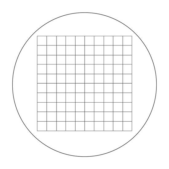 Microscope Eyepiece Reticle Net Grid Micrometer 10x10mm, 100 Squares, Dia. 22mm 1.5mm