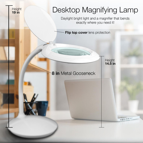 3 Diopter (1.75X) LED Desk Magnifying Lamp, Adjustable Metal Gooseneck for Reading, Crafts, Hobbies 3 Diopter (1.75X) LED Desk Magnifying Lamp, Adjustable Metal Gooseneck for Reading, Crafts, Hobbies