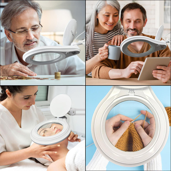 8 Diopter (3X Magnification) LED Magnifying Lamp with Clamp, 5 inch Lens + Flip Cover 8 Diopter (3X Magnification) LED Magnifying Lamp with Clamp, 5 inch Lens + Flip Cover