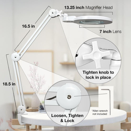 5 Diopter (2.25X) LED Magnifying Lamp with Clamp - 7-inch Glass Lens (Removable) 5 Diopter (2.25X) LED Magnifying Lamp with Clamp - 7-inch Glass Lens (Removable)