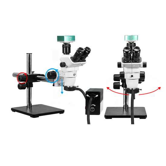 2.0 Megapixels 6.7-45X CMOS UV FREE LED Light Boom Stand Trinocular Zoom Stereo Microscope SZ02060435