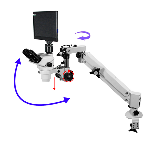 2.0 Megapixels 3.35-22.5X CMOS Pneumatic Arm Trinocular Zoom Stereo Microscope SZ02060753