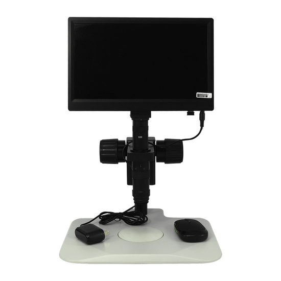 0.35X-2.25X Industrial Inspection Video Zoom Microscope, Track Stand + LCD Display Digital Camera 10 in. Monitor