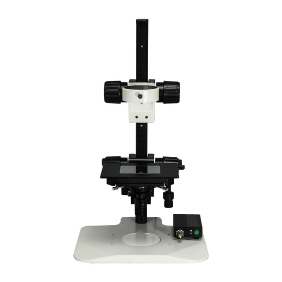 Microscope Track Stand, 76mm Coarse Focus Rack with Fine Focus XY Stage, LED Light