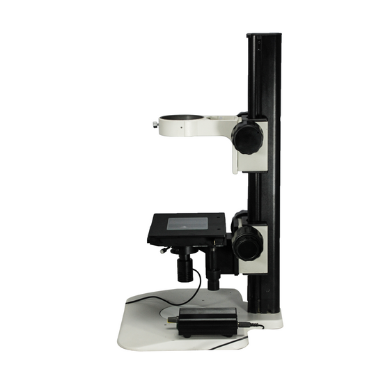 Microscope Track Stand, 76mm Coarse Focus Rack with Fine Focus XY Stage, LED Light