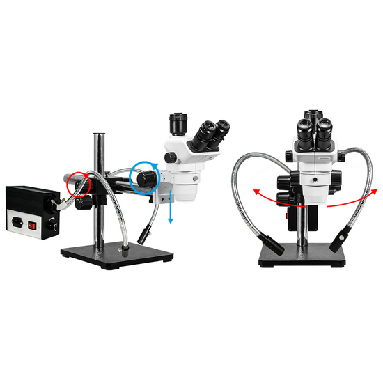 6.7-45X UV FREE LED Light Boom Stand Trinocular Zoom Stereo Microscope SZ02060436