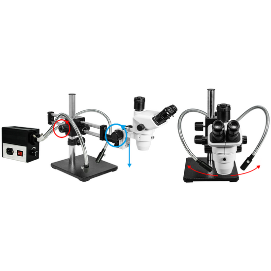 6.7-45X UV FREE LED Light Dual Arm Stand Trinocular Zoom Stereo Microscope SZ02060536