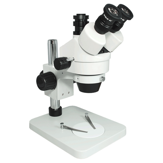 7X-45X Widefield Zoom Stereo Microscope, Trinocular, Post Stand (Height 250mm)