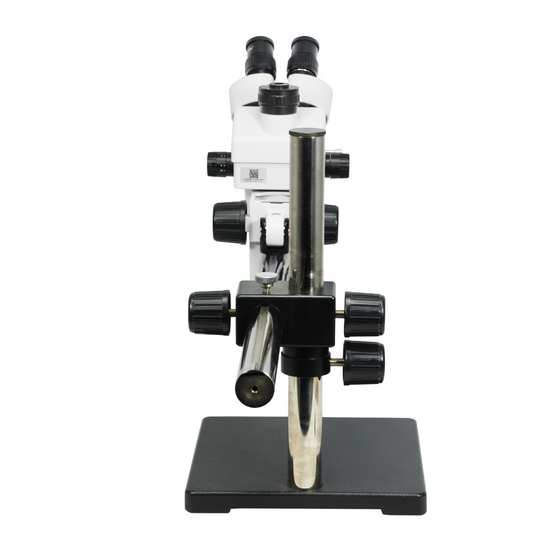 7X-45X Widefield Zoom Stereo Microscope, Trinocular, Single Arm Boom Stand (Siedentopf)