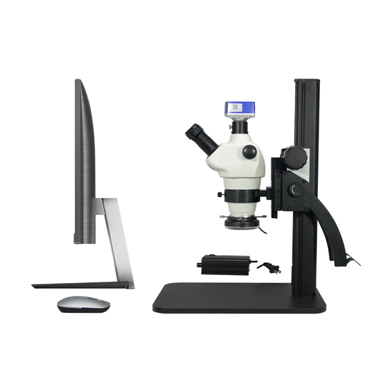 4-50X 8 Megapixels CMOS LED Light Curved Arm Stand Trinocular Zoom Stereo Microscope SZ02030172
